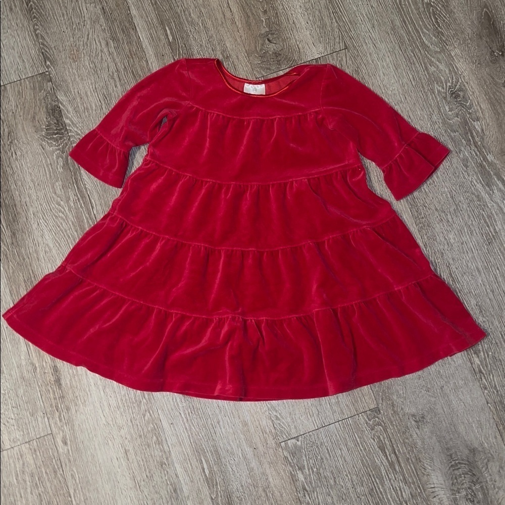 Hanna Anderson Red Velvet Ruffle Dress size 5 Christmas holiday party